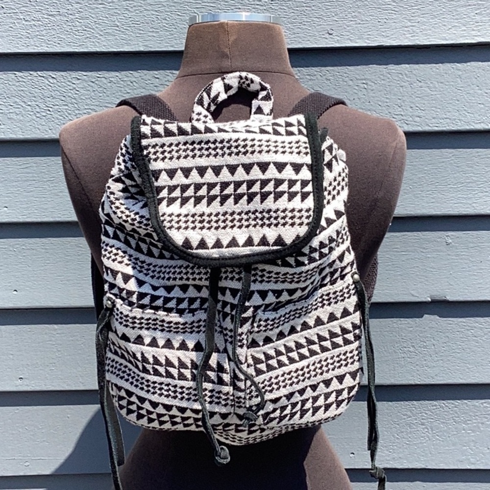 American Eagle Black and White Geometric Backpack